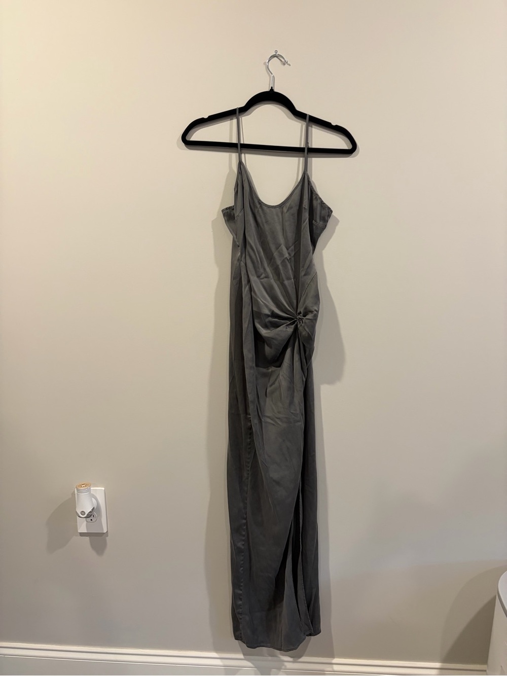 Women's SKIMS Gray Twist-Detail Slip Dress